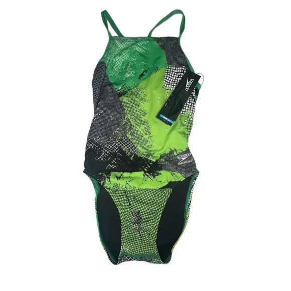 Speedo performance endurance Free Back Swimsuit green size 28 train - Picture 1 of 8